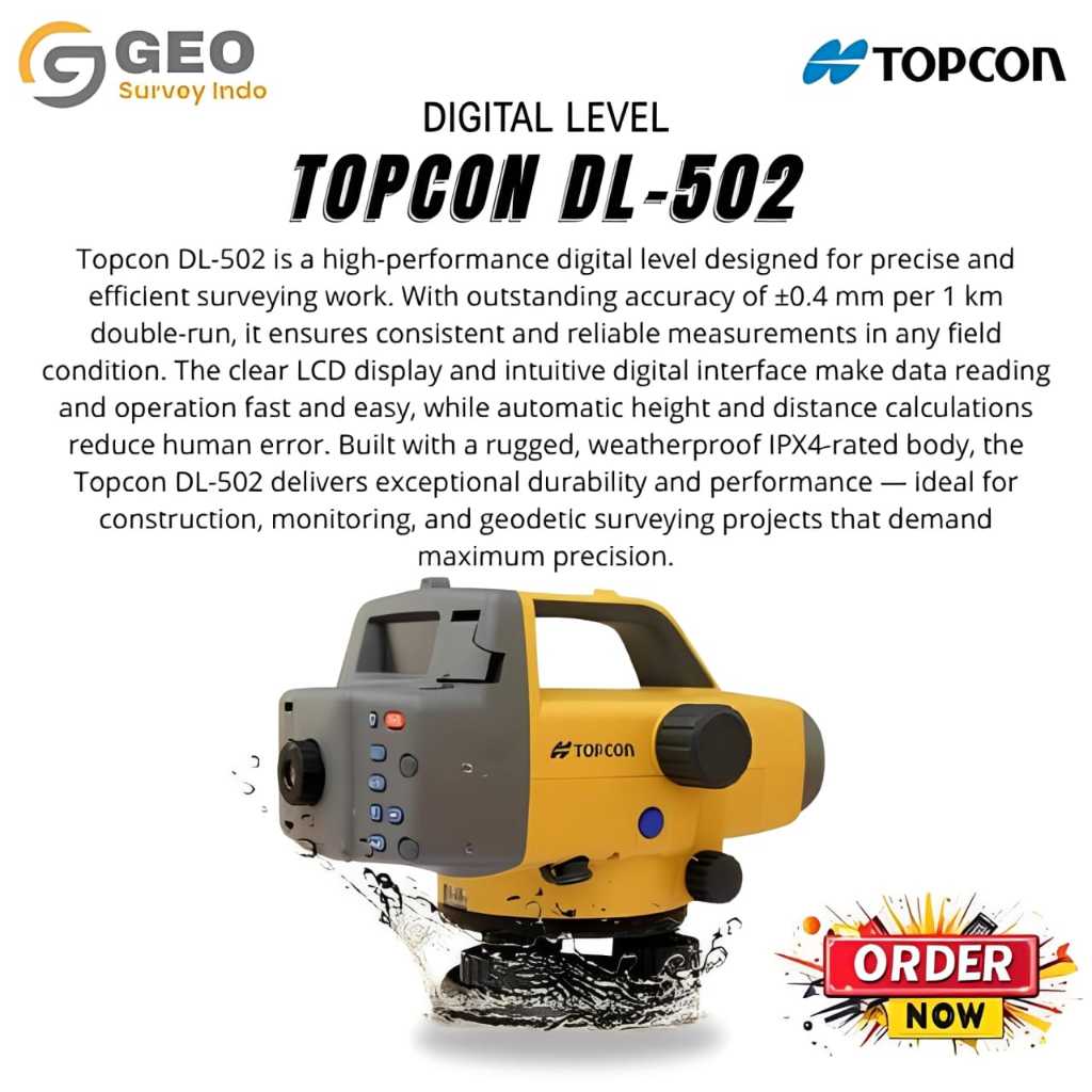 Topcon DL503 Digital Level High Accuracy IPX4