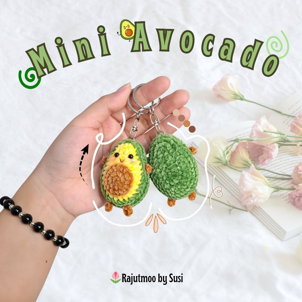 Mini avocado keychain - Rajutmoo by Susi