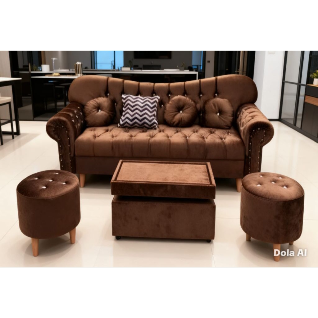 Flo Sofa - Sofa Retro READY COKELAT