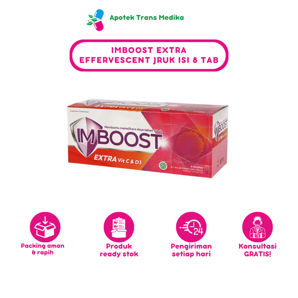 IMBOOST EXTRA VIT C & D3 EFFERVESCENT JERUK 8'S