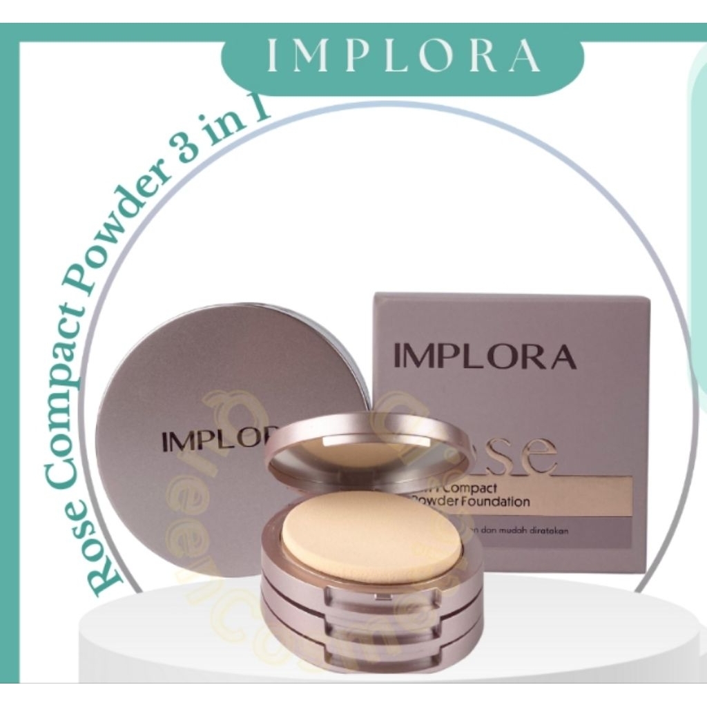 bedak padat Implora Rose 3in1 Compact Powder Foundation.