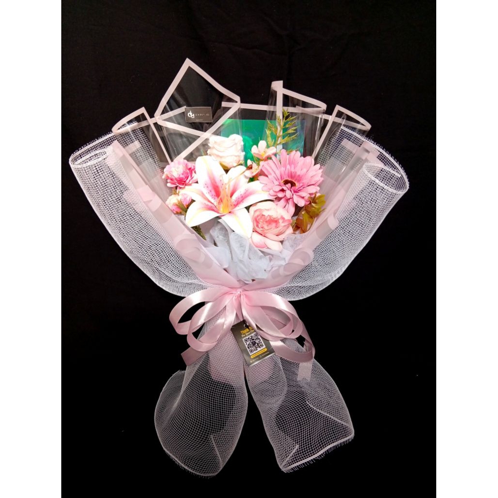 Buket bunga artificial/ buket bunga lily premium mix jaring polynet