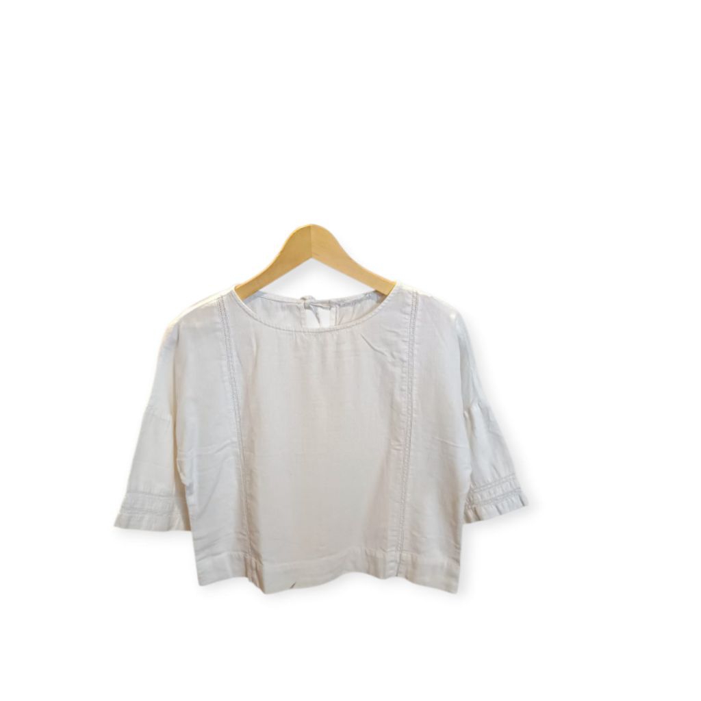 Mango White Cotton Crop Top