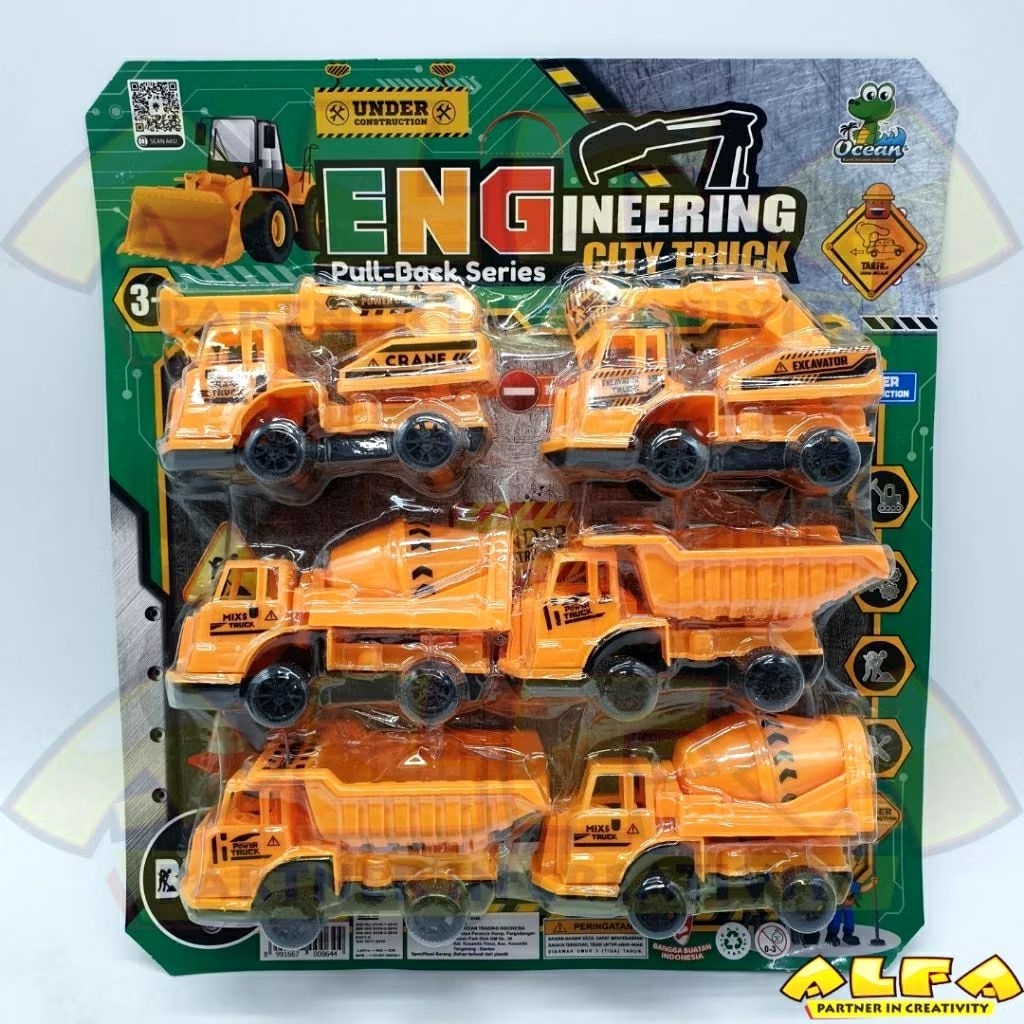 Mainan mobil truk engineeing 6 pcs