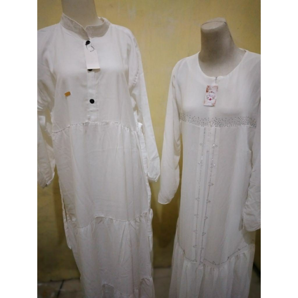 Gamis putih Swarovski dan polos