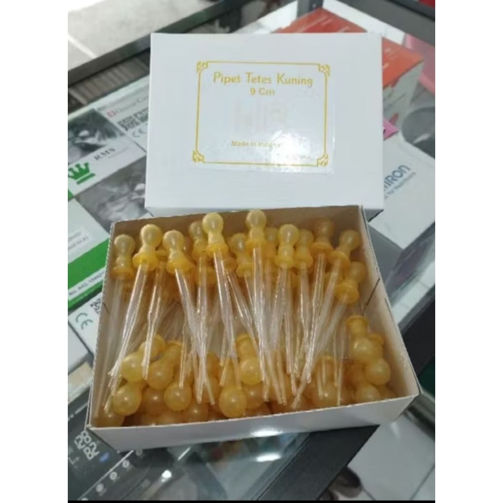 pipet kaca kuning 9cm pcs