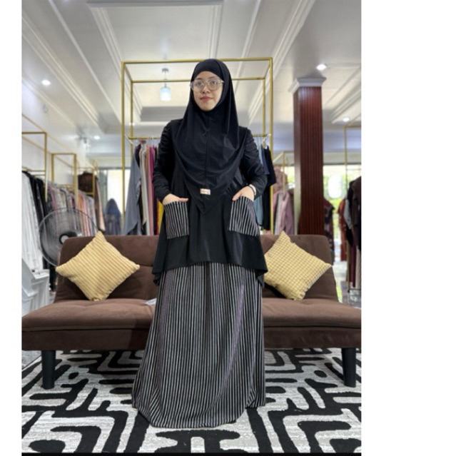Set rok salur lengan balon