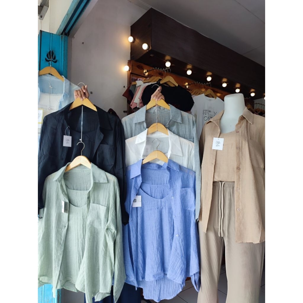 SET KEMEJA+TANKTOP OVERSIZE BKK