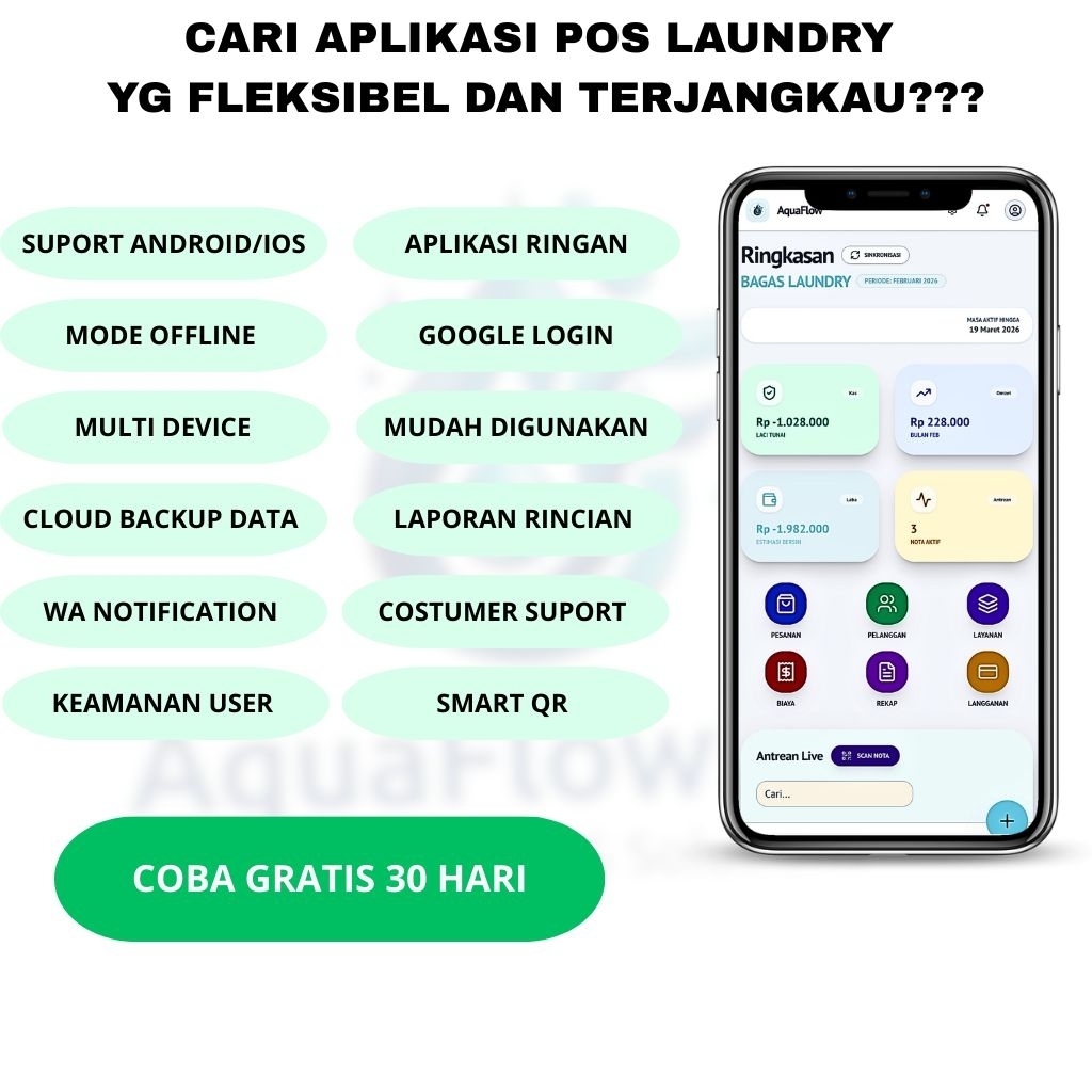 aplikasi laundry offline online multi device