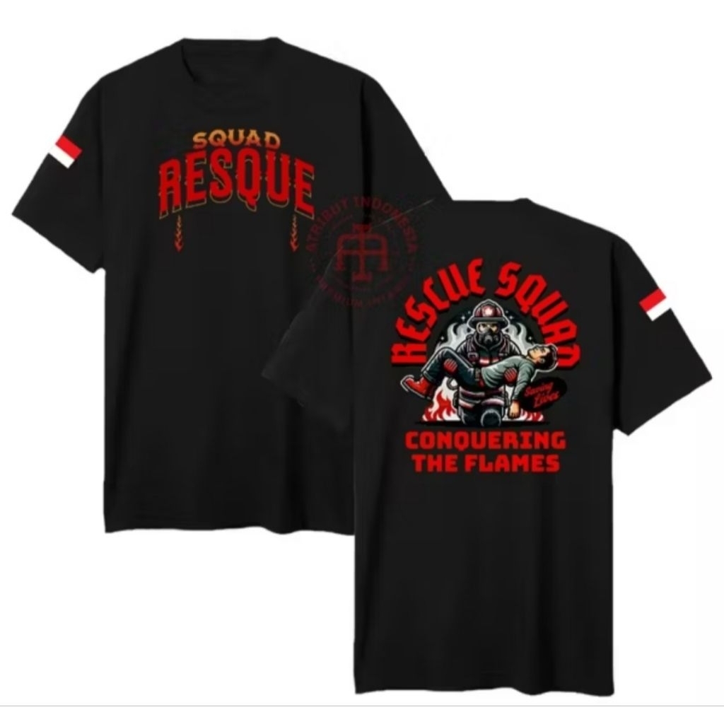 Kaos Squad Resque Corak Merah
