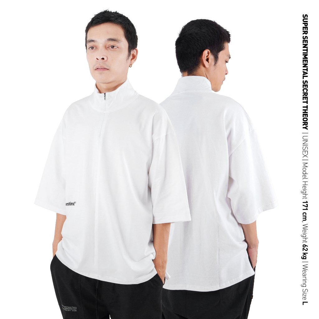 SSST Basic Boxy Zipper Heavyweight Oversize Tshirt Putih