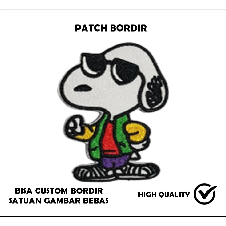 EMBLEM PATCH BORDIR GAMBAR SNOOPY TESTIMONI-TTB