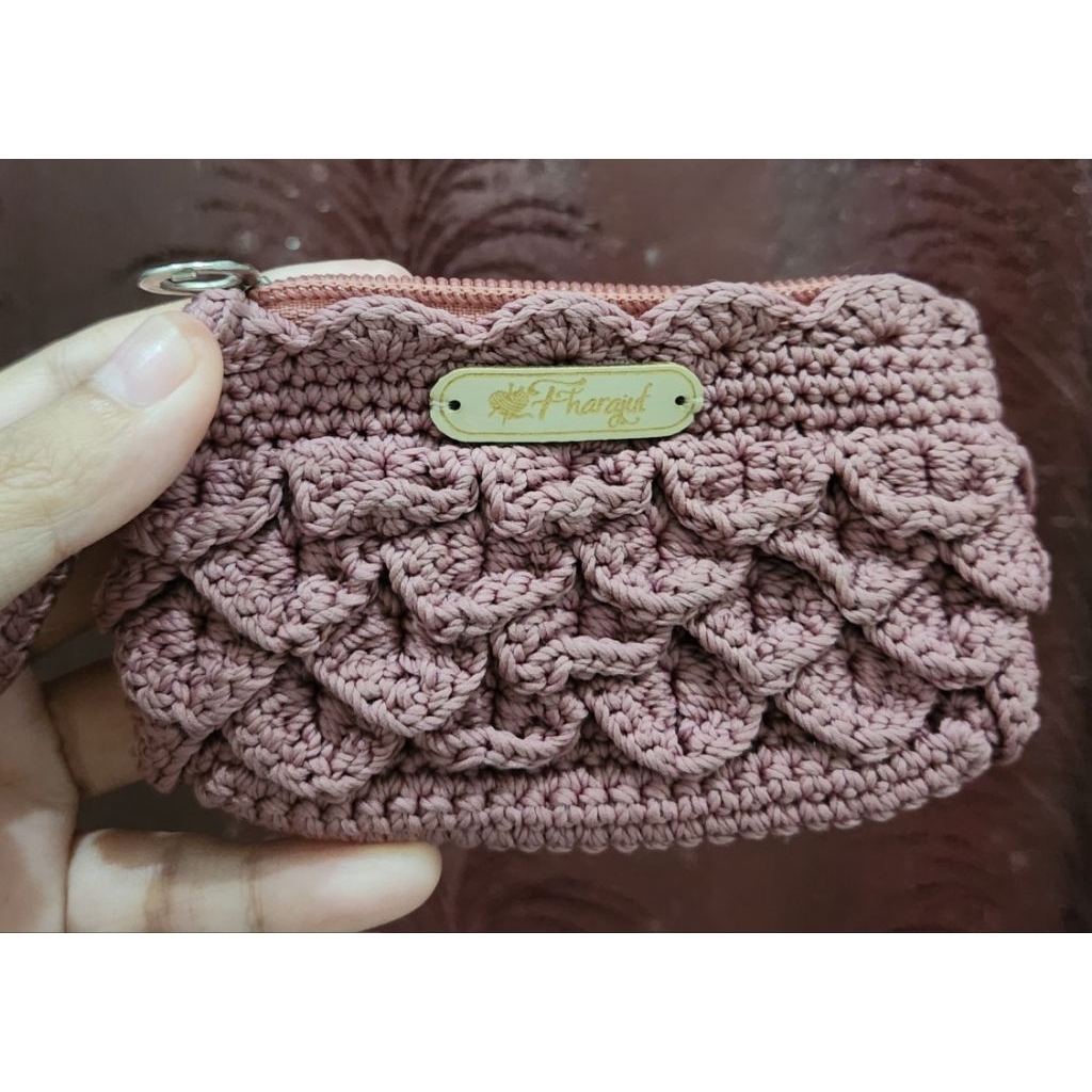 Dompet koin rajut pink