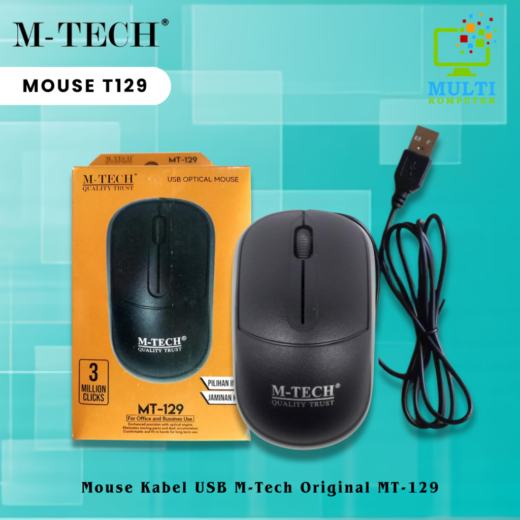 M-Tech Original Mouse Kabel USB MT-129 for Komputer PC Laptop Android