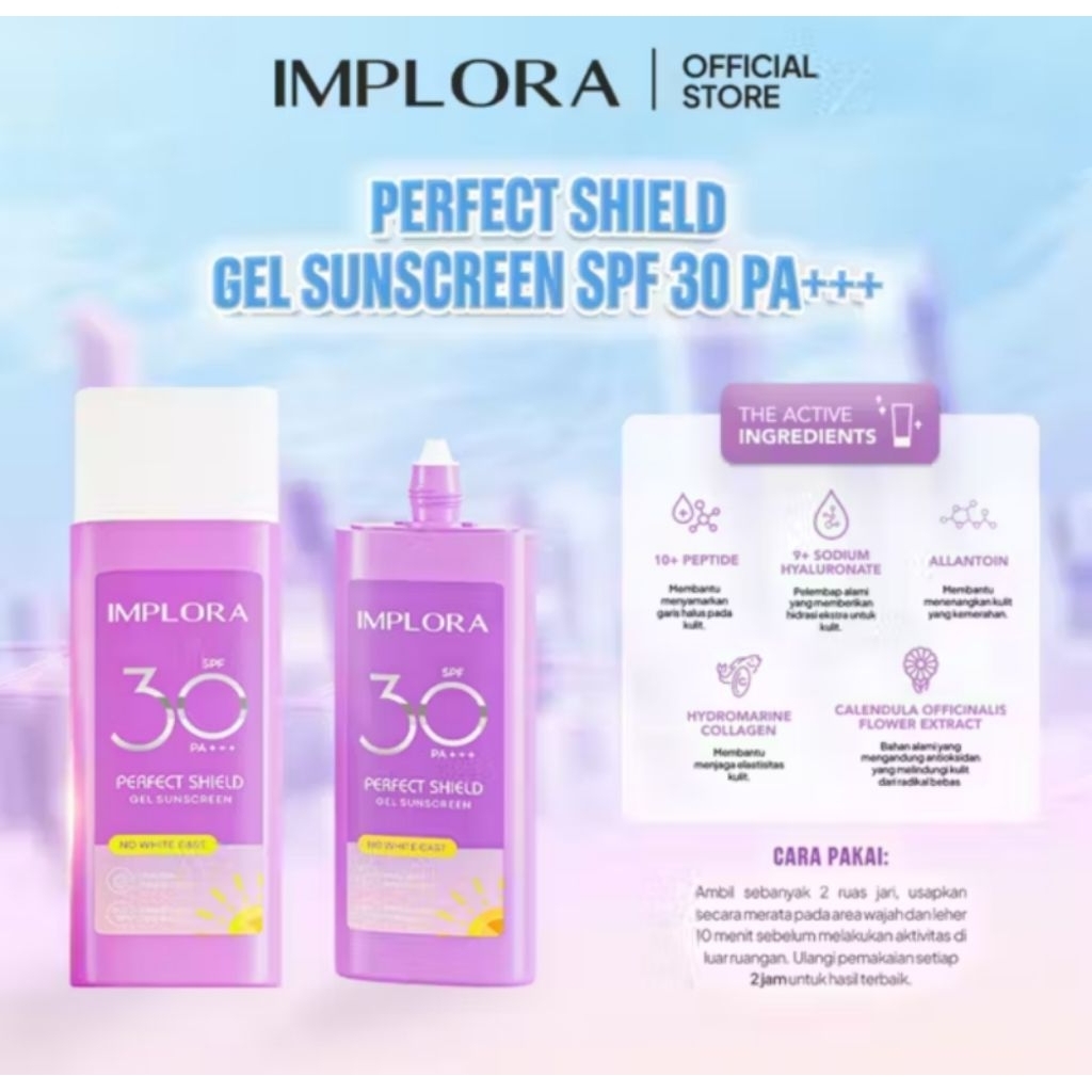 IMPLORA- PERFECT SHIELD GEL SUNSCREEN  (NO WHITE CAST) 50 ML