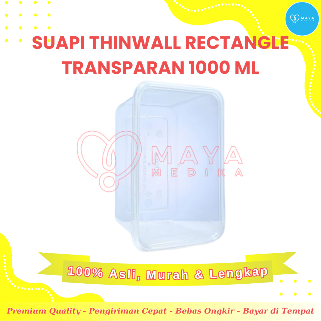 Suapi Thinwall Rectangle 1000 ml Transparan - 1 Pcs (Pack Isi 25)