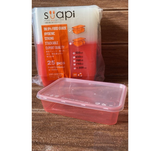 thinwall rect suapi 500ml warna warni isi 25pcs