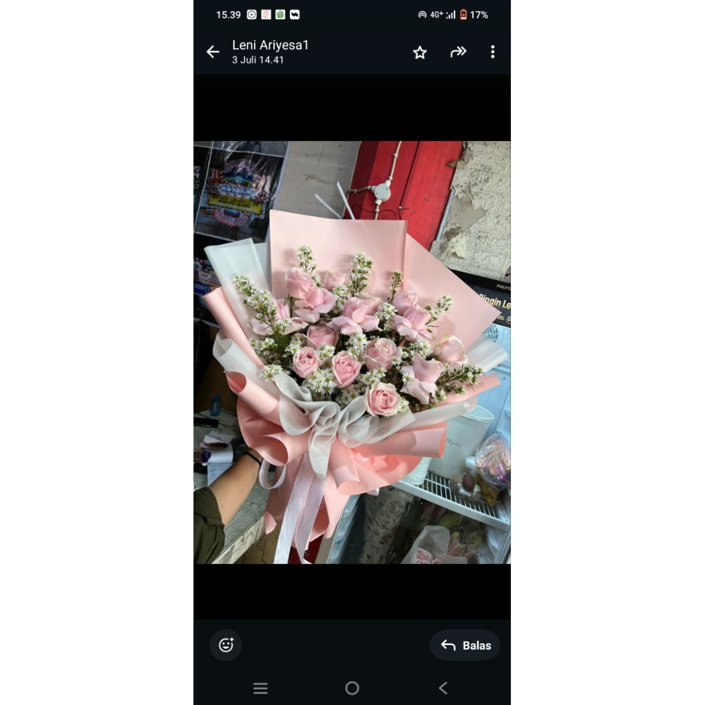 buket bunga mawar pink