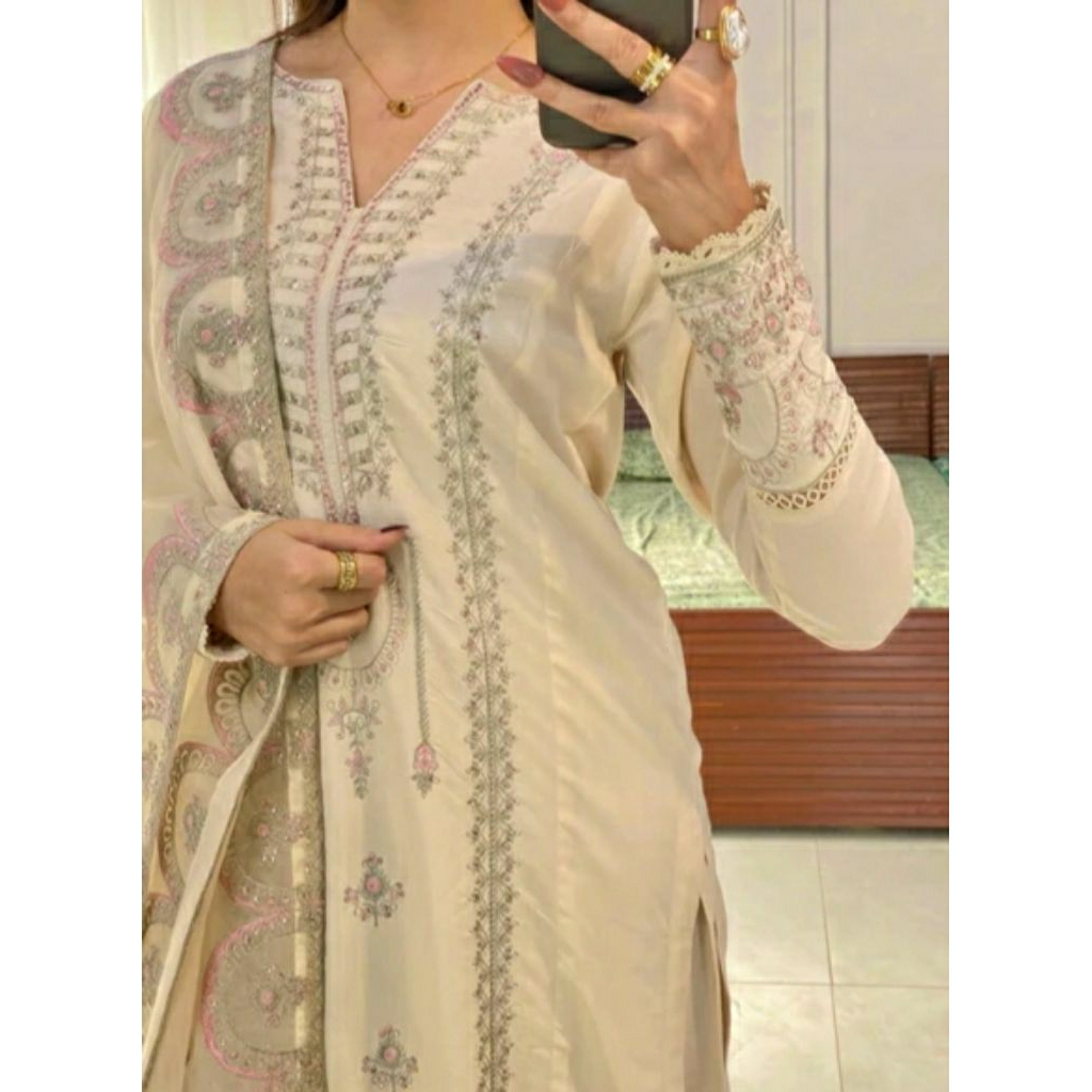 arch embroidery set kurti 3 pcs