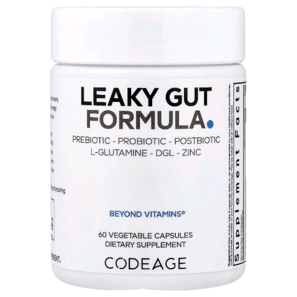 Codeage Leaky Gut Formula Prebiotic Probiotic Postbiotic L-Glutamine 60 Vegetable Capsules