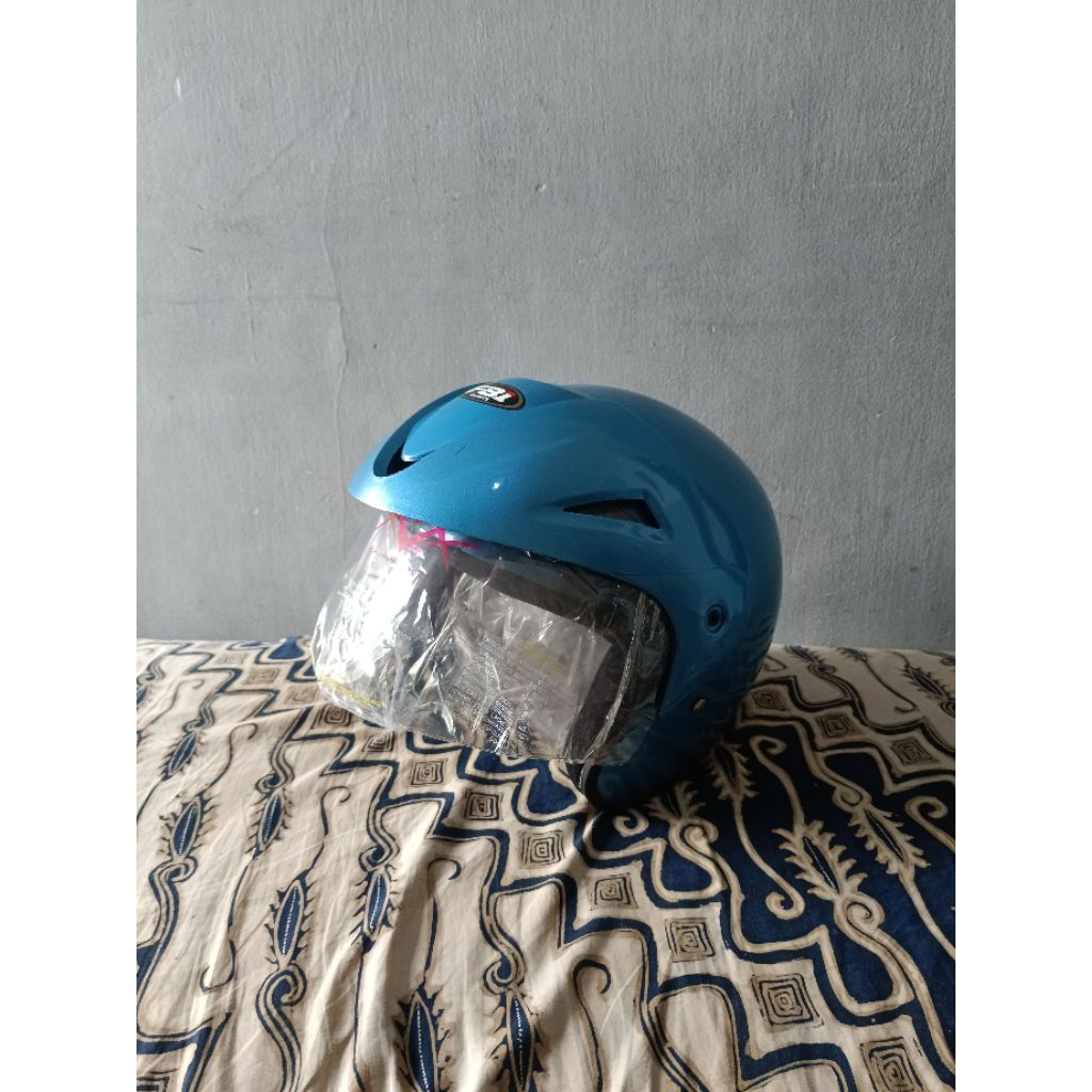 Helm half face (Biru)