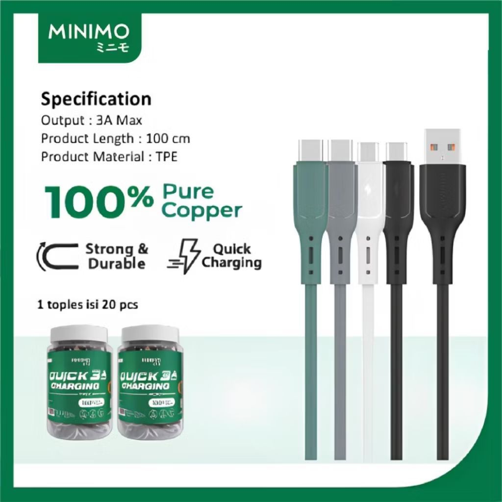 MINIMO Kabel Data DGC02s Type-C / DGM02s Micro Fast Charging 3A Max
