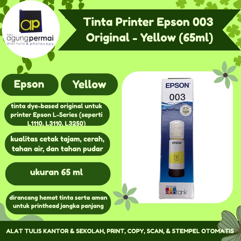 Tinta Printer Epson 003 Original - Yellow ( 65ml )