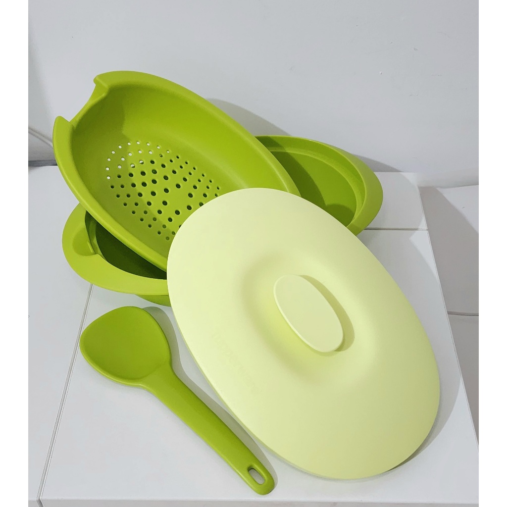 TUPPERWARE blossom oval server with colander & spoon (18)