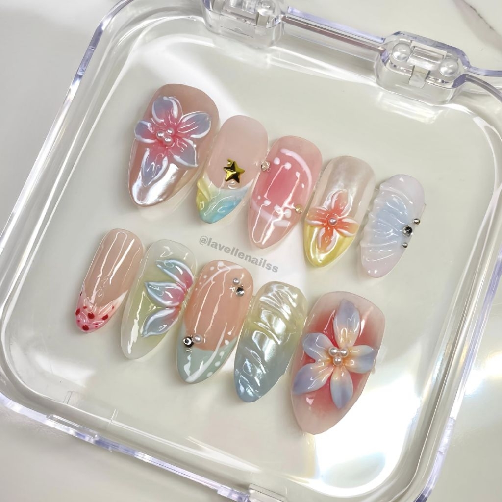 BEACH OCEAN PRESS ON NAILS ART CUSTOM