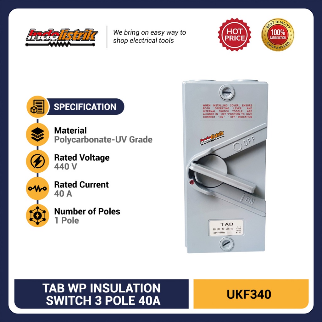 Weatherproof Isolating Switch TAB UKF-340 3Pole 40A