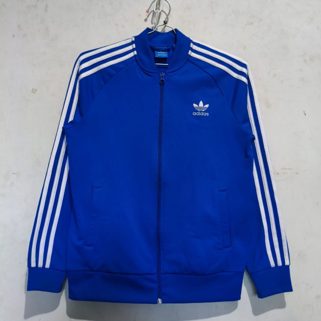 jual adidas bunga warna biru setrip putih
