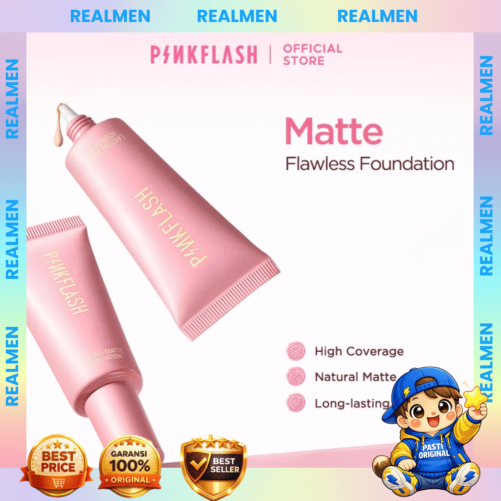 PINKFLASH FOUNDATION MATTE Lightweight OIL CONTROL BPOM