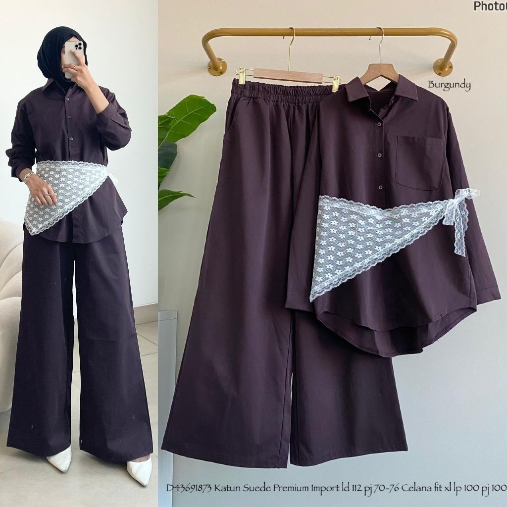 Setelan katun suede premium