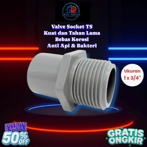Fitting PVC Valve Socket Trilliun - Sok Drat Luar 1 x 3/4