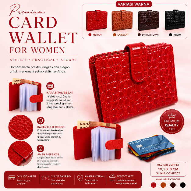 Dompet Kartu Kulit Mini Clip