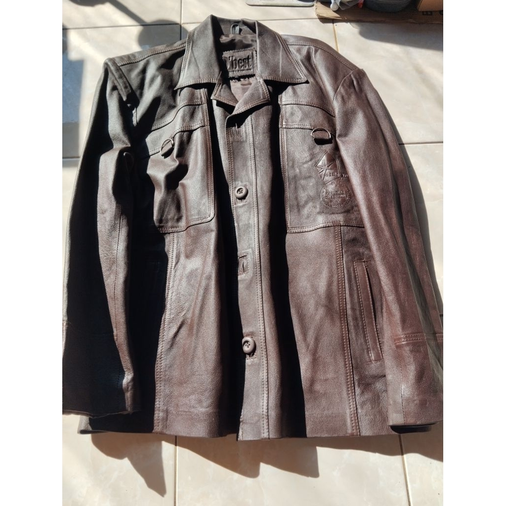 Jaket kulit mulus simpanan display size L