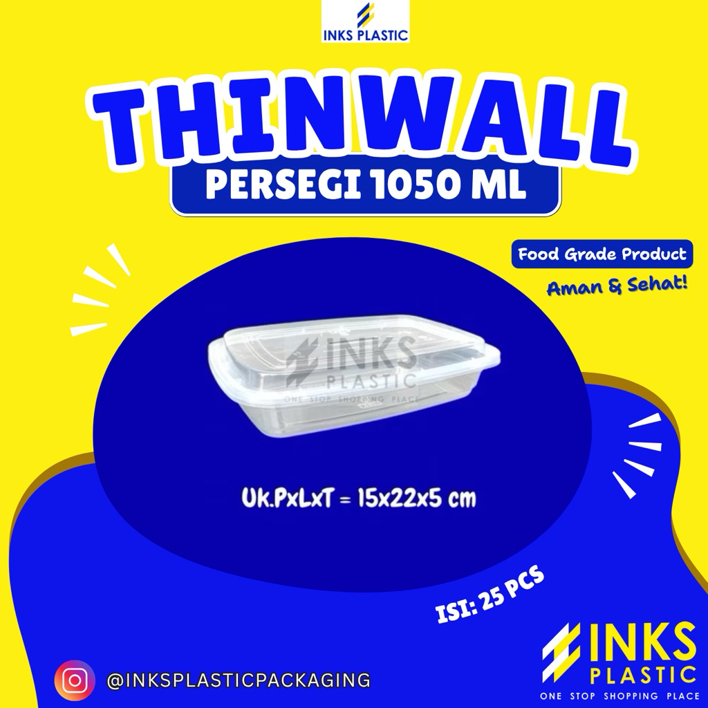 THINWALL 1050 ML PERSEGI PANJANG RECTANGLE (25 PCS)