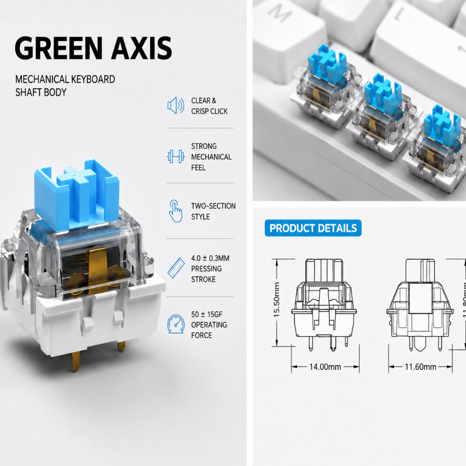 DANGKEY - Clicky BLUE Switch Mechanical Keyboard Dustproof
