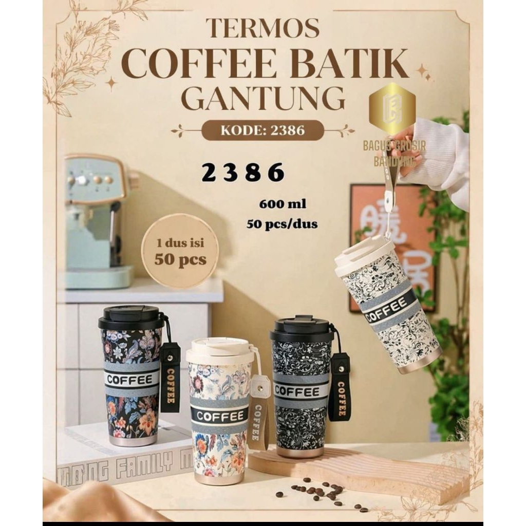 TERMOS COFFE BATIK GANTUNG 600 ml / pcs