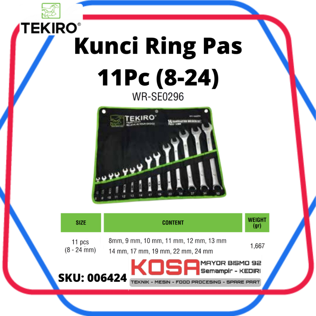 Kunci Pas Ring Set 11 pcs Tekiro