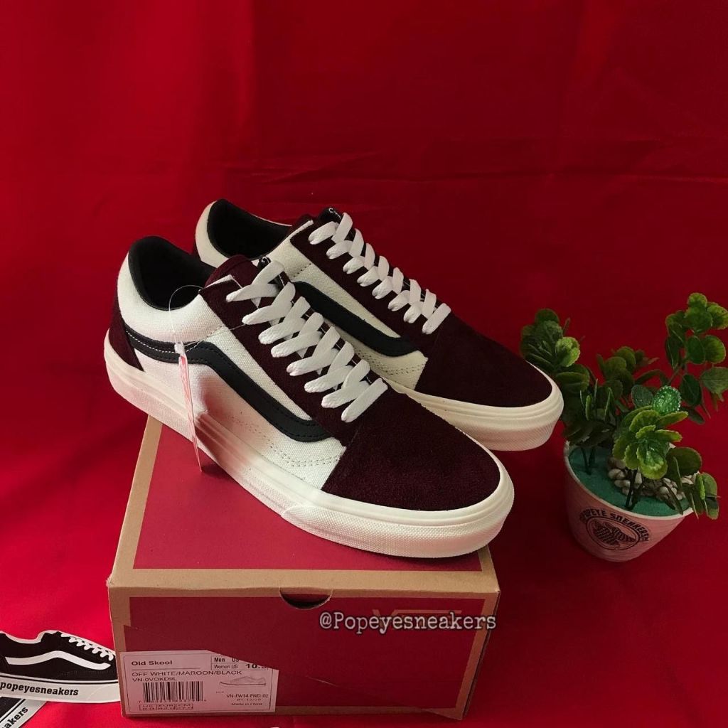 Sepatu Oldskool Off White Maroon