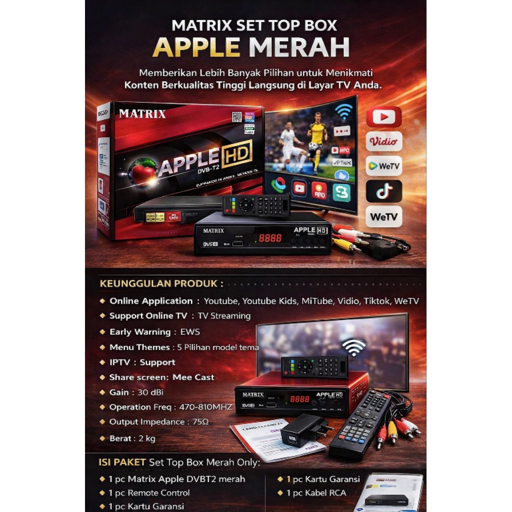 set top box Digital Matrix Apple merah