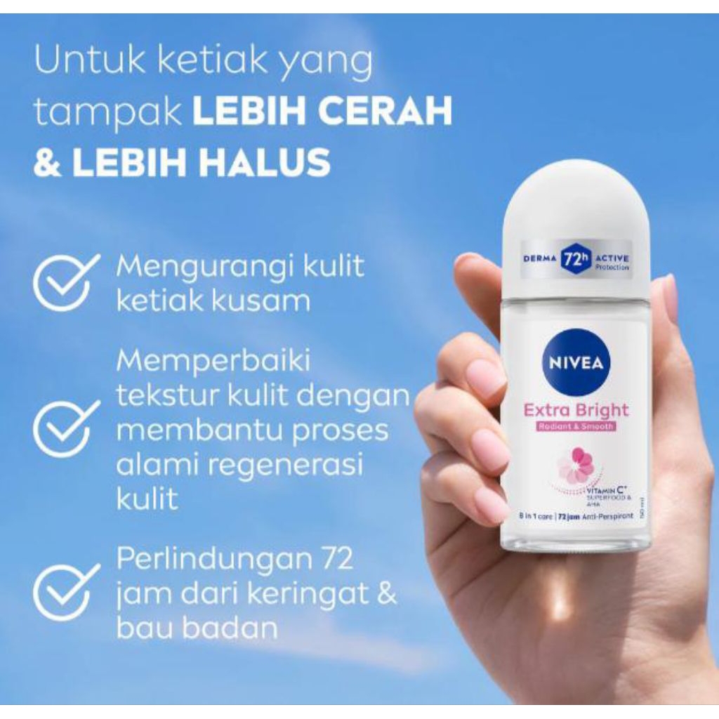 NIVEA DEODORANT ROLL ON EXTRA BRIGHT