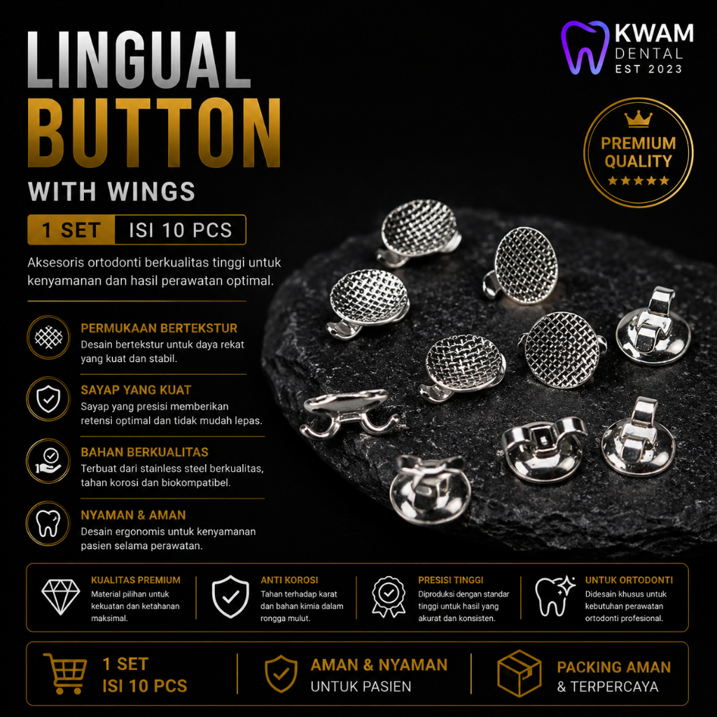 Lingual Button With Wings 1 set isi 10pcs