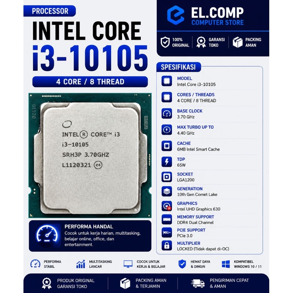 PROCESSOR INTEL CORE I3 10105 TRAY LGA 1200