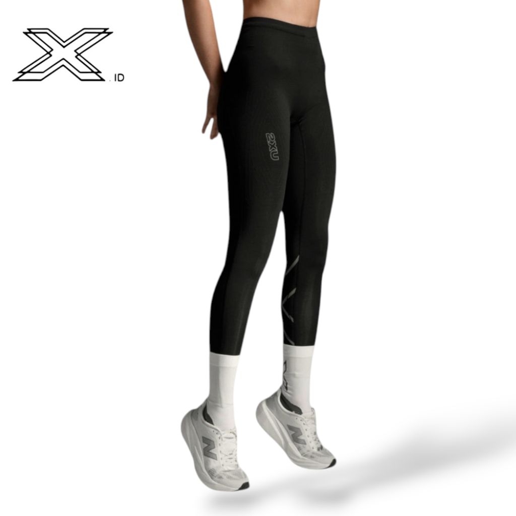 2XU Light Speed React Hi-Rise Compression Tights Black Silver