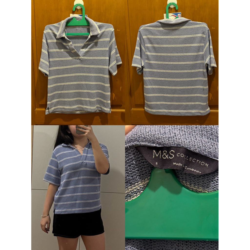 atasan biru garis