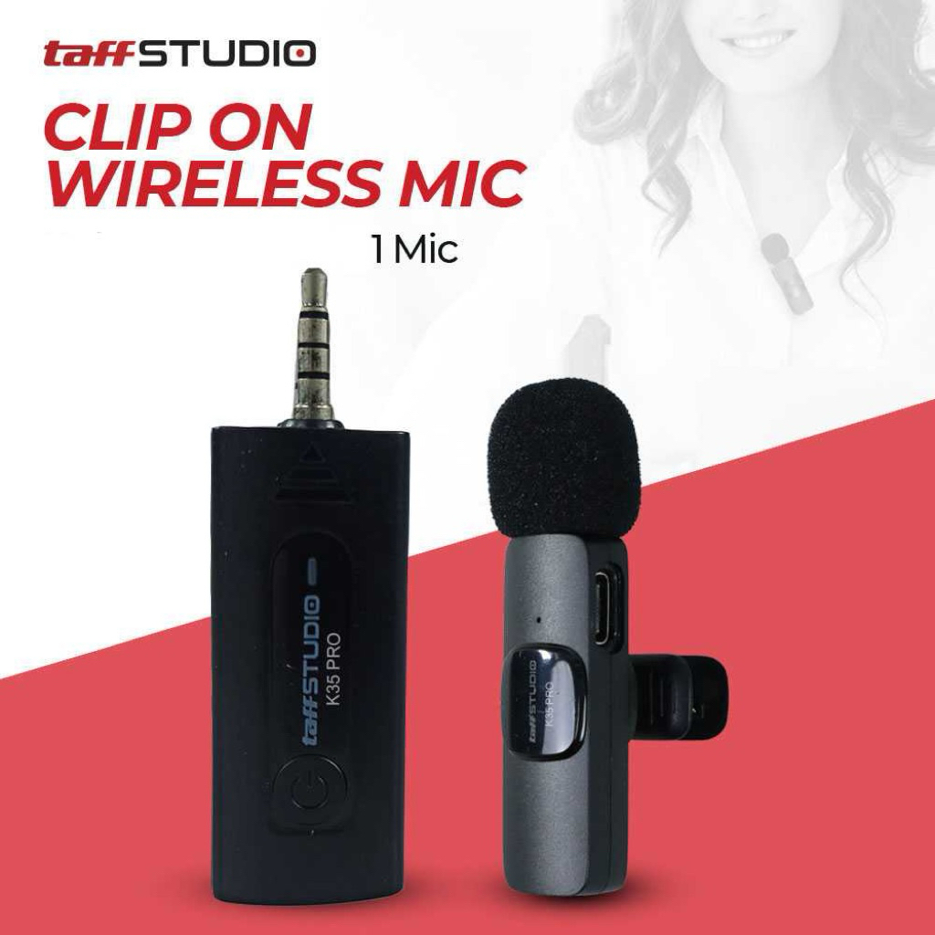 TaffSTUDIO Clip On Mic Wireless Vlogging Singing 3.5mm