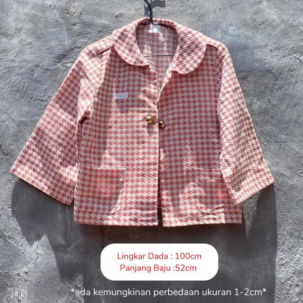 Pink & White Houndstooth Jacket Preloved C10
