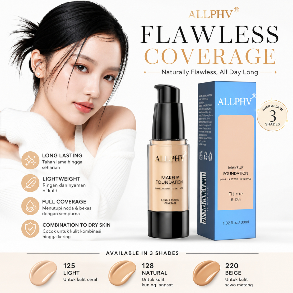 ALLPHV Liquid Foundation Full Coverage Oil Control Long Lasting